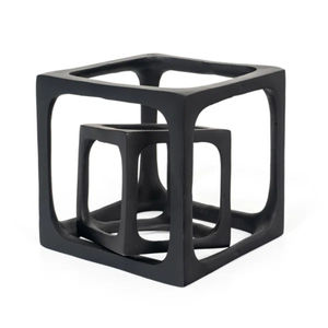 Sculpture géométrique inclinée en cube creux, pièce unique moderne, figurine décorative pour la maison, accent de table de bureau, cadeau d'art en aluminium - Product Image 4