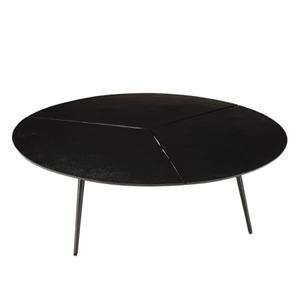 Mesa de Centro Redonda Moderna Everyday Icon con Tapa de Vidrio Templado y Estructura Metálica, Diseño de Mediados de Siglo, Muebles para Sala de Estar - Product Image 3