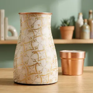 Botella de Agua de Cobre con Vaso, Botella de Diseño Impresa para el Hogar, Oficina y Viajes, Botella Reutilizable Elegante para Uso Diario - Product Image 5