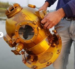 Casco de Buceo Metálico |   Casco de Buceo Profundo Mark V de 18 Pulgadas, Forma Redonda, Acabado Antiguo Camando, para Decoración del Hogar - Product Image 2