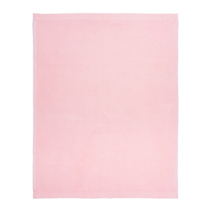 Knitted 100% Cotton Eco-Friendly Customizable Solid Color <b>Throw</b> Baby Blanket Rectangle Shape Folded <b>Pink</b> Simple Style for Home - Product Image 2