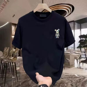 Camiseta Negra de Manga Corta para Hombre, con Logotipo Estampado en la Parte Delantera, Cuello Redondo, Corte Regular, Estilo Casual, 100% Algodón Canvas, 220g, Transpirable - Product Image 5