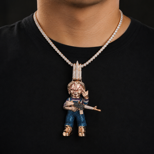 Colgante de Plata 925 Personalizado con Diseño de Muñeco Chucky Iced Out, Collar con Colgante de Moissanita Estilo Hip Hop - Product Image 6