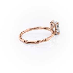 Anillo de boda clásico para mujer, de plata de ley 925, con diamantes de moissanita talla cojín y banda estilo bambú. - Product Image 4