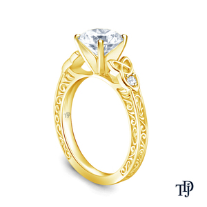 Bague de fiançailles en or 10 carats personnalisable avec diamant de laboratoire, design antique à motif de volutes, fabricant international OEM, vente en gros et au détail - Product Image 5
