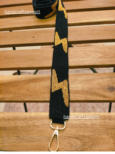 Thunderbolt Luxury Beaded <b>Shoulder</b> <b>Strap</b>-Artisan-Crafted Statement <b>Strap</b> Gold Hardware Safety Premium Handmade Craftsmanship - Product Image 2