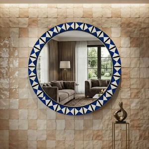 Espejo de Pared Decorativo Moderno Hecho a Mano con Incrustaciones de Hueso de Búfalo Ecológico y Marco - Product Image 4