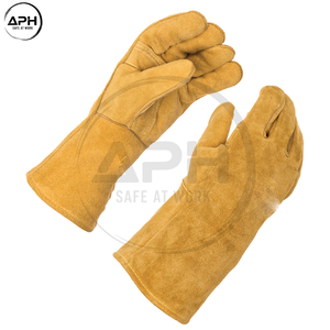 Gants de travail en cuir classiques 2026 à manchette longue, doigts droits, paume renforcée avec protection du pouce, fabrication sur mesure, pour le soudage - Product Image 2