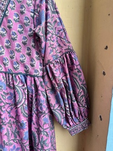 Robe longue bohème en coton à fleurs, col en V, manches longues, style décontracté, avec broderie florale, 100% coton imprimé - Product Image 3