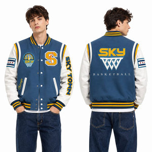Blouson universitaire en laine premium avec manches personnalisées, style Letterman, qualité lourde, streetwear, col rabattu uni, ODM - Product Image 2