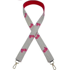 Sangle en toile tendance avec motif flèche rose et crochets métalliques pour accessoires de sac - Product Image 1
