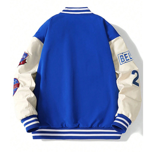 Veste universitaire bleue pour femme, manches longues, col rabattu, simple boutonnage, broderie lettre A, logo basketball, tenue d'automne - Product Image 2