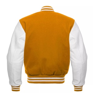 Men's High Quality Wool <b>Jacket</b> Casual Single Breasted Varsity <b>Leather</b> Sleeves Cowboy Style Stand Collar for <b>Winter</b> - Product Image 3
