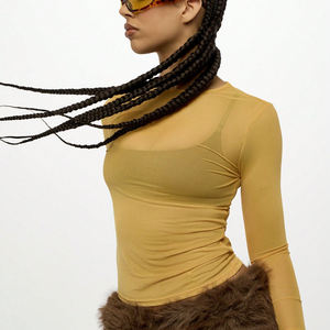 เสื้อเชิ้ตตาข่ายแขนยาวผู้หญิงรุ่นวินเทจปี 2026 ทรงเข้ารูป เซ็กซี่ โปร่งใส ระบายอากาศได้ดี เสื้อยืดลำลองแขนยาวผู้หญิง - Product Image 3