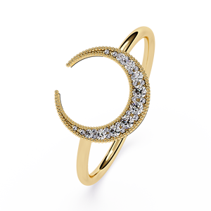 Platinum Diamond <b>Ring</b> Women's Crescent <b>Moon</b> Design Round Brilliant Cut Natural GIA Certified D Color Engagement Jewelry - Product Image 2