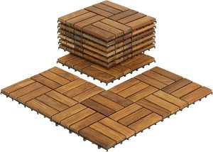 Azulejos de cubierta entrelazados, azulejos de madera de acacia para patio, azulejos de suelo para acabado interior y exterior, teca dorada de 300x300mm - Product Image 4