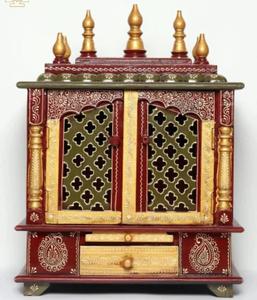 Portes de Mandir Pooja en bois de Sheesham, artisanales, artistiques et durables |   Temple traditionnel à domicile Vastu |   Élégant Puja Ghar en bois brun - Product Image 1