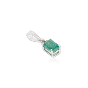 Pendentif en argent sterling 925 avec émeraude taillée et accents de diamants, charme solitaire classique, unisexe, à porter au quotidien - Product Image 3