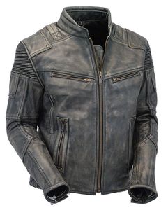 Blouson moto homme en cuir PU marron, col montant, fermeture éclair, coupe ajustée, manches classiques, couleur unie, pour l'automne - Product Image 1