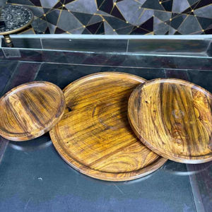 Juego de Platos y Vajilla de Madera, Vajilla de Madera Maciza de Primera Calidad, Acabado Liso, Madera Natural - Product Image 1