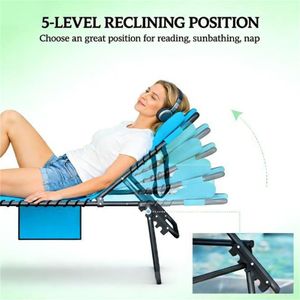 Sedia a Sdraio Pieghevole Blu per Uso Esterno e Spiaggia, Comoda Sedia da Sole - Product Image 3