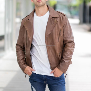แจ็คเก็ตหนังแท้สำหรับผู้ชาย, ใหม่แจ็คเก็ตหนังแท้สำหรับฤดูหนาวหนังสีน้ำตาลแห้งเร็ว - Product Image 1