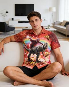 Chemise homme à imprimé jungle, manches courtes, style hawaïen tropical, décontractée, boutonnée, pour l'été, motif floral coloré - Product Image 5