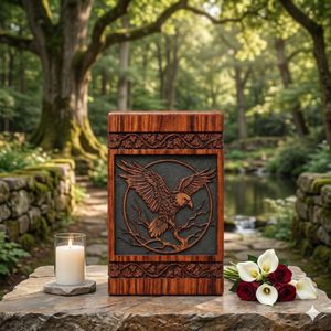 Wood Carved Cremation Urn <b>Memorial</b> <b>Keepsake</b> <b>Box</b> Decorative Tribute Case for Home Shrine - Product Image 4
