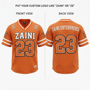 Maillot de football américain unisexe ZAINI en maille polyester respirante de qualité supérieure, col mandarin, sangle réglable, manches courtes, 180 GSM - Product Image 1