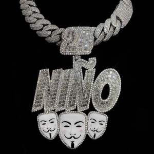 Colgante de Lujo con Letra VVS de Moissanita, Joyería Hip Hop Personalizada de Plata 925, de Moda, con Baño de Rodio Certificado para Hombres - Product Image 1