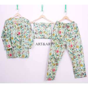 Pijamas de Mujer Elegantes de Alta Calidad, 100% Algodón, Tejido de Punto, Estampado Floral, Manga Tres Cuartos, Cintura Elástica, Largo Completo, para Otoño - Product Image 6