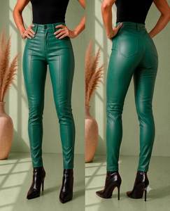 Women's PU Leather Winter Pants High Waist Slim Fit <b>Trousers</b> with Painted Design High Quality - Product Image 5