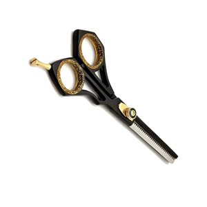 Ciseaux de barbier professionnels pour droitiers, best-sellers, 28 dents, lames en acier inoxydable revêtues de titane, manche moyen, pour cheveux - Product Image 2
