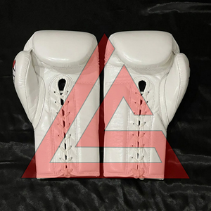 Fabrication en usine de gants de boxe blancs sur mesure, 100% cuir véritable, gants de boxe professionnels pour la pratique du fly boxing. - Product Image 5