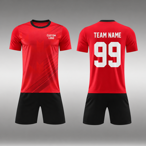 เสื้อฟุตบอลทีมฝึกซ้อม ราคาส่ง รับทำโลโก้ ชุดยูนิฟอร์มผู้ชายราคาถูก ผ้าโพลีเอสเตอร์ 100% ระบายอากาศได้ดี - Product Image 2