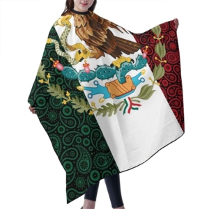 Capa de Peluquería con Estampado de Águila Mexicana, Desechable, de PVC y Poliéster, Antiadherente, para Salón de Belleza, con Cierre a Presión en el Cuello - Product Image 3