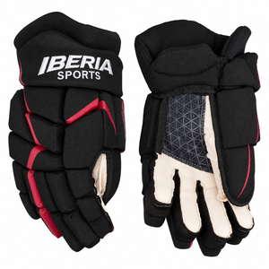 IBERIA Premium <b>Black</b> Red Ice Hockey Gloves | Protective Hockey Player Gloves | Custom Logo OEM Wholesale - Product Image 1