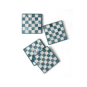 Checkered Design Resin Inlay <b>Table</b> Mat Coasters Set of 4 Stylish Handmade Drink Coasters for Dining <b>Table</b> and Home <b>Bar</b> Decor - Product Image 2