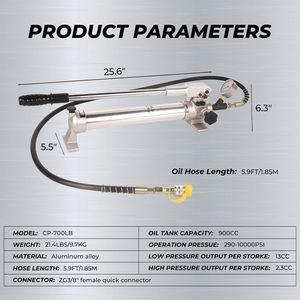 Pompe hydraulique manuelle à simple action CP-700 avec manomètre, pompe hydraulique manuelle - Product Image 2