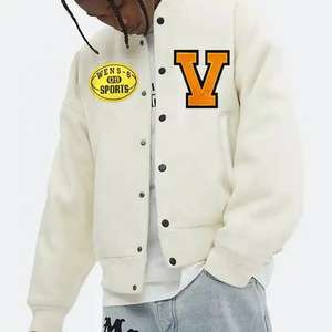 Nouvelles vestes universitaires unisexes vintage d'hiver, personnalisables, style baseball, col montant, logo frontal, double boutonnage, pour le travail - Product Image 2