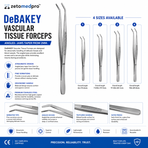 Pince à tissus vasculaires DeBAKEY à mâchoires angulées coniques de 2 mm ZETOMEDPRO - Product Image 3