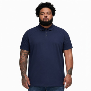 Polo de Manga Corta Azul Marino para Hombre, Talla Grande, Estilo Casual, Color Sólido, Tejido de Piqué de Algodón - Product Image 1