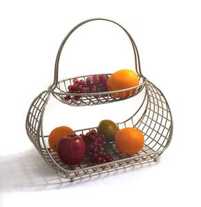 Panier à fruits rond classique en métal pour l'organisation de la cuisine, avec une structure équilibrée et une finition décorative - Product Image 4