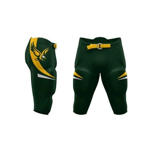 Pantalon de football rembourré vert pour homme avec motif d'aigle jaune et fermeture à boucle pour adultes, vêtements de sport toutes saisons - Product Image 1