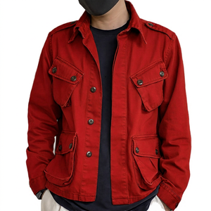 Chaqueta Safari de Lona de Algodón Verde Oliva Vintage para Hombre, con Múltiples Bolsillos, Cierre de Botones, Cuello Camisero, Corte Regular, para Otoño - Product Image 3