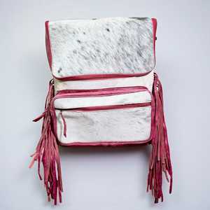 Vintage Western Cowhide Leather <b>Backpack</b> for Fringe Wholesale Fur Leather Travel Cowboy Style Rodeo <b>Large</b> Capacity <b>Backpack</b> - Product Image 3