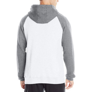 Sudadera con capucha de forro polar para hombre, bicolor, con cremallera, blanca y gris, mangas en contraste, bolsillo canguro, cordón ajustable, informal, invierno, 100% - Product Image 3
