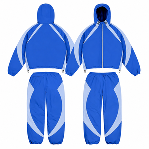 Unisex Custom Screen Printed 2 Piece <b>Trouser</b> <b>and</b> Hood <b>Jacket</b> Water Proof PU 100% Nylon Panels Work Windbreaker Tracksuit - Product Image 4