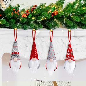 Set di 4 Ornamenti Natalizi Fatti a Mano, Gnomi Tomte Svedesi, Decorazioni per Albero e Tavolo, Elfi Scandinavi in Peluche, Palline Natalizie - Product Image 2