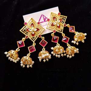 Vintage Religious Charm Drop Earrings with Pearl and Stainless Steel - Product Image 1